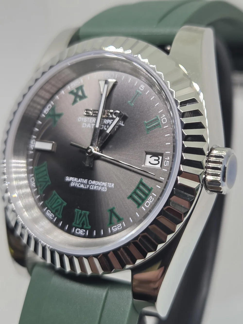 Custom 39mm Automatic Seiko Mod Watch Datejust Wimbledon Sport